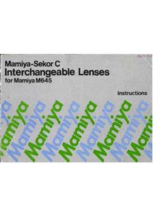 Mamiya Lenses - misc manual. Camera Instructions.